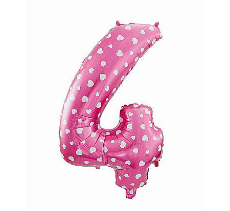 Baloane si accesorii - GOD BALON FOLIE ALUMINIU digit 4, 61cm, pink with hearts HS-C26R4