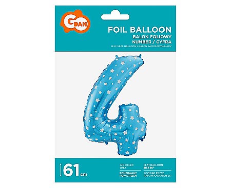 GOD BALON FOLIE ALUMINIU digit 4, 61cm, blue with stars HS-C26N4 [1]