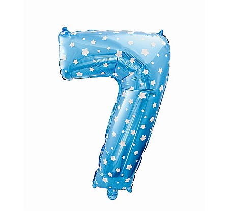 ARTICOLE PARTY - GOD BALON FOLIE ALUMINIU digit 7, 61cm, blue with stars HS-C26N7