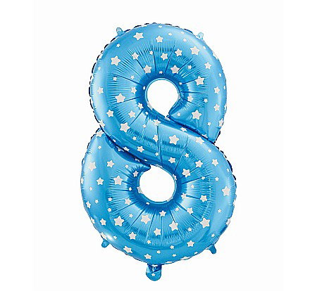 Baloane si accesorii - GOD BALON FOLIE ALUMINIU digit 8, 61cm, blue with stars HS-C26N8