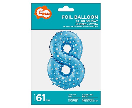 GOD BALON FOLIE ALUMINIU digit 8, 61cm, blue with stars HS-C26N8 [1]