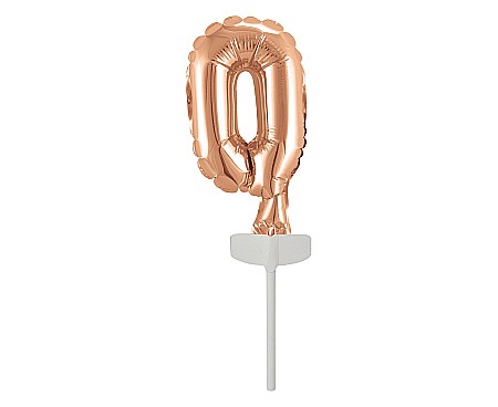 Baloane de Craciun si An Nou - GOD BALON FOLIE ALUMINIU with stick, Number 0, rose-gold, 13cm BC-5RZ0