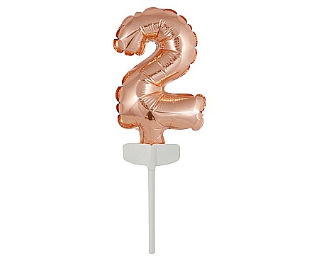 Baloane de Craciun si An Nou - GOD BALON FOLIE ALUMINIU with stick, Number 2, rose-gold, 13cm BC-5RZ2