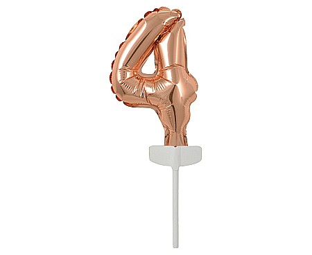Baloane de Craciun si An Nou - GOD BALON FOLIE ALUMINIU with stick, Number 4, rose-gold, 13cm BC-5RZ4
