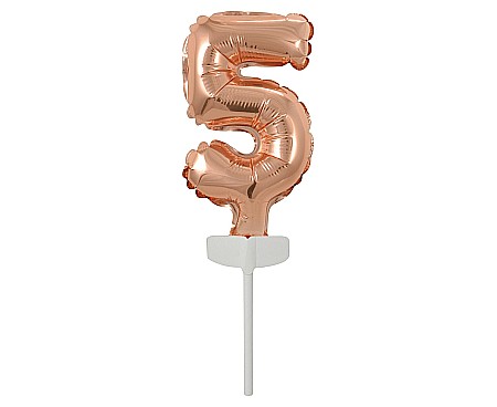 Baloane de Craciun si An Nou - GOD BALON FOLIE ALUMINIU with stick, Number 5, rose-gold, 13cm BC-5RZ5