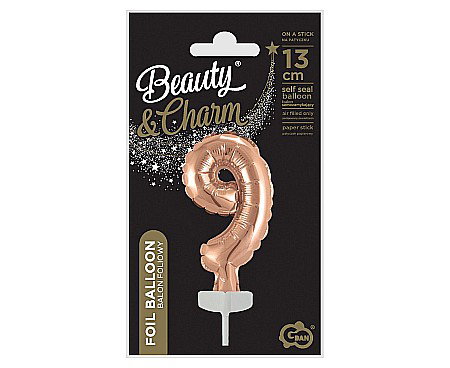 GOD BALON FOLIE ALUMINIU with stick, Number 9, rose-gold, 13cm BC-5RZ9 [2]