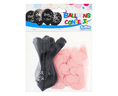 GOD BALON LATEX BOY OR GIRL PINK CONFETTI 30CM 4/SET H12/BGR4 [1]