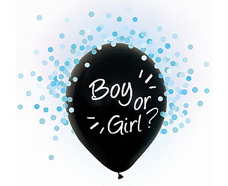 Botezuri, Gender reveal - GOD BALON LATEX BOY OR GIRL BLUE CONFETTI 30CM 4/SET H12/BGN4