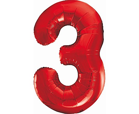 Baloane si accesorii - GOD BALON FOLIE ALUMINIU Number 3, red, 85cm BC-HCW3