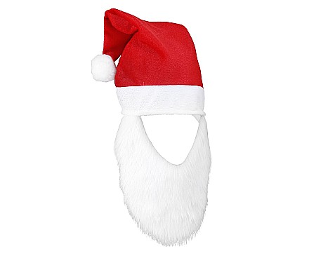 Costume/ Costumatii Craciun si accesorii - GOD CACIULA MOS CRACIUN CU BARBA 29*36CM NW-CMBR