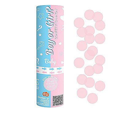 DE SEZON - GOD CONFETTI cannon Boy or Girl, light pink paper circles, 15cm JC-KPGR15