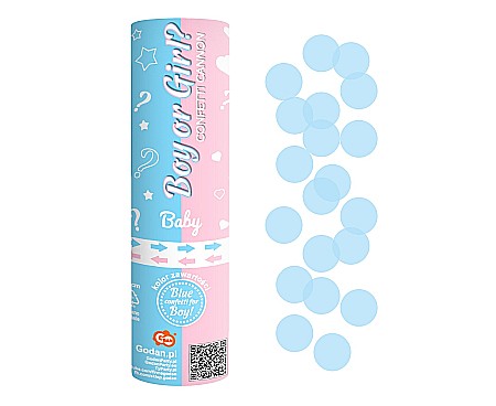 DE SEZON - GOD CONFETTI cannon Boy or Girl, light blue paper circles, 15cm JC-KPBN15