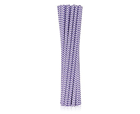 Farfurii/ Pahare/ Servetele/ Paie/ Tacamuri/ Fete masa - GOD PAIE DIN HARTIE PENTRU BAUTURI lilac chevron, 19.7cm, 12/set SG-RPLS