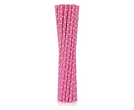Color dots - GOD PAIE DIN HARTIE PENTRU BAUTURI pink in white dots, 19.7cm, 12/set RP-RG12