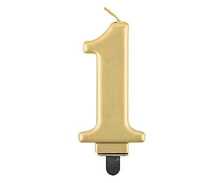 Lumanari tort, Confetti - GOD LUMANARE TORT Number 1, metallic gold, 8cm PF-SCZ1
