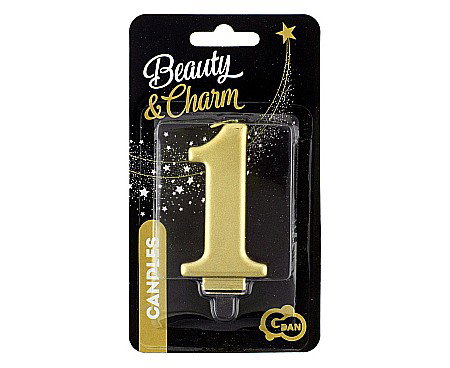 GOD LUMANARE TORT Number 1, metallic gold, 8cm PF-SCZ1 [1]