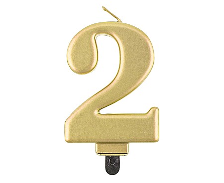 Lumanari tort, Confetti - GOD LUMANARE TORT Number 2, metallic gold, 8cm PF-SCZ2