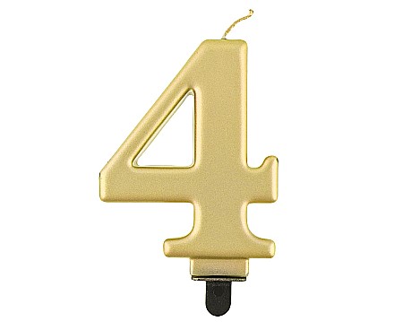 Lumanari tort, Confetti - GOD LUMANARE TORT Number 4, metallic gold, 8cm PF-SCZ4
