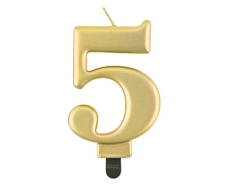 Lumanari tort, Confetti - GOD LUMANARE TORT Number 5, metallic gold, 8cm PF-SCZ5