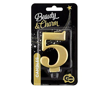GOD LUMANARE TORT Number 5, metallic gold, 8cm PF-SCZ5 [1]