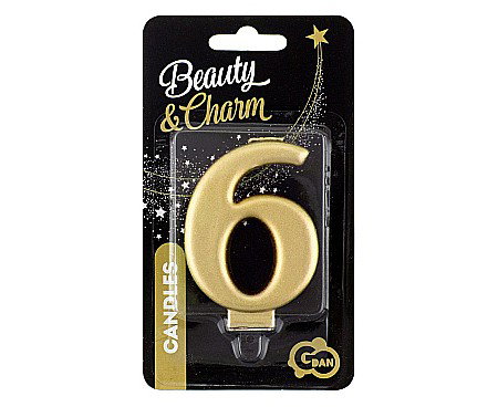 GOD LUMANARI TORT Number 6, metallic gold, 8cm PF-SCZ6 [1]
