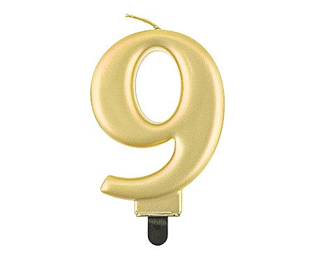 ARTICOLE PARTY - GOD LUMANARI TORT Number 9, metallic gold, 8cm PF-SCZ9