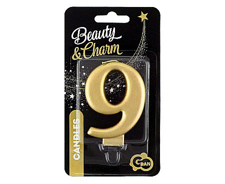 GOD LUMANARI TORT Number 9, metallic gold, 8cm PF-SCZ9 [1]