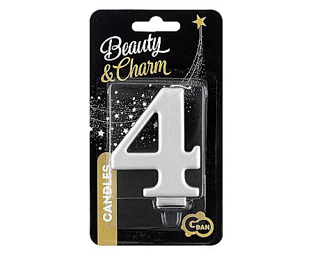 GOD LUMANARI TORT Number 4, metallic silver, 8cm PF-SCS4 [1]