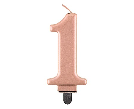 ARTICOLE PARTY - GOD LUMANARI TORT Number 1, metallic rose gold, 8cm PF-SCRZ1