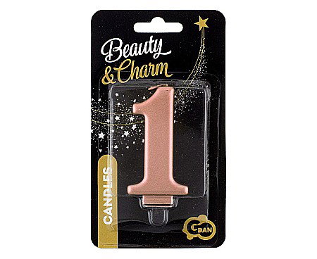 GOD LUMANARI TORT Number 1, metallic rose gold, 8cm PF-SCRZ1 [1]