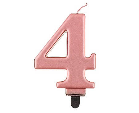 ARTICOLE PARTY - GOD LUMANARI TORT Number 4, metallic rose gold, 8cm PF-SCRZ4