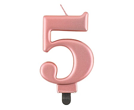 ARTICOLE PARTY - GOD LUMANARI TORT Number 5, metallic rose gold, 8cm PF-SCRZ5