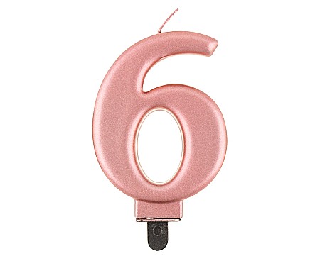 ARTICOLE PARTY - GOD LUMANARI TORT Number 6, metallic rose gold, 8cm PF-SCRZ6