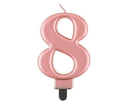ARTICOLE PARTY - GOD LUMANARI TORT Number 8, metallic rose gold, 8cm PF-SCRZ8