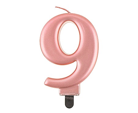 ARTICOLE PARTY - GOD LUMANARI TORT Number 9, metallic rose gold, 8cm PF-SCRZ9