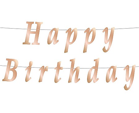 Happy birday "elegant" - GOD BANNER B&C Happy Birthday, DIY, metallic rose gold,11x 200cm PF-GRGMD