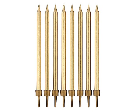 DE SEZON - GOD LUMANARI TORT Birthday candles with holders, gold, 10cm, 8/set PF-SUZL