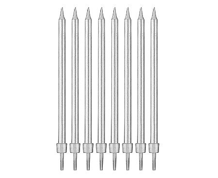 DE SEZON - GOD LUMANARI TORT Birthday candles with holders, silver, 10cm 8/set PF-SUSR