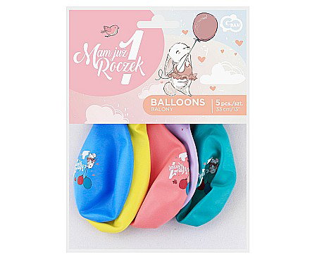 GOD BALOANE Premium balloons, 1-st Birthday, Rabbit, 33cm 5/set GS120/1RKR [1]