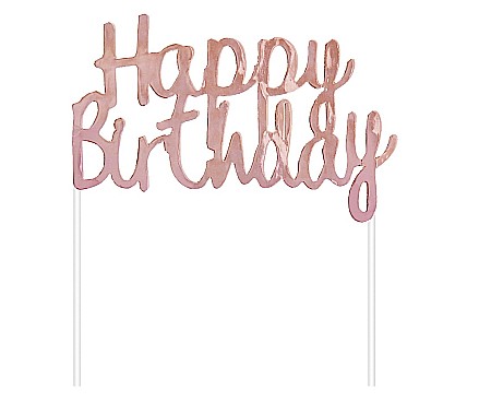 Happy birday "elegant" - GOD DECORATIUNI PENTRU TORT Happy Birthday, rose-gold, 11*14cm PF-DPHR