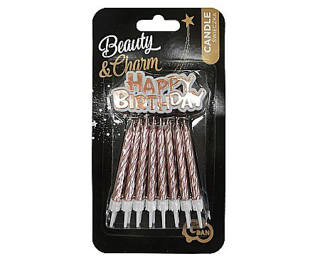 GOD LUMANARI TORT B&C Happy Birthday, rose-gold, 8cm 16/set SF-SUHB [1]