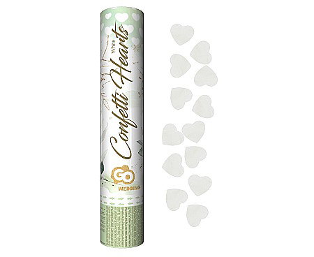 Confetti - GOD CONFETTI Confetti cannon Hearts, white paper, 30cm KP-BS30