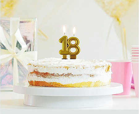GOD LUMANARE TORT Number 18, metallic gold, 8cm PF-SCZ18 [2]
