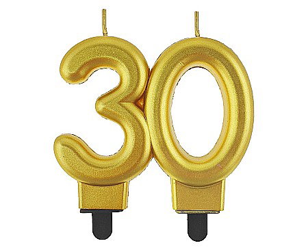 ARTICOLE PARTY - GOD LUMANARE TORT Number 30, metallic gold, 8cm PF-SCZ30