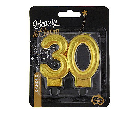 GOD LUMANARE TORT Number 30, metallic gold, 8cm PF-SCZ30 [1]