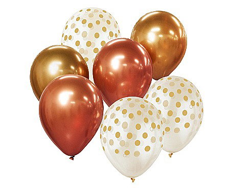 Baloane latex - GOD BALOANE Balloon Bouquet B&C, 30cm, gold and cooper 7/set BB-ZLM7