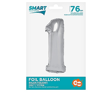 GOD BALON FOLIE ALUMINIU Smart, digit 1, 76cm, silver CH-SSR1 [1]
