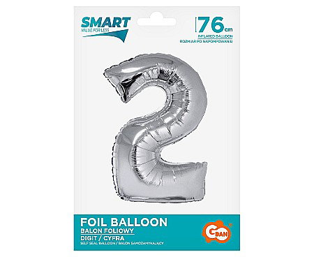 GOD BALON FOLIE ALUMINIU Smart, digit 2, 76cm, silver CH-SSR2 [1]