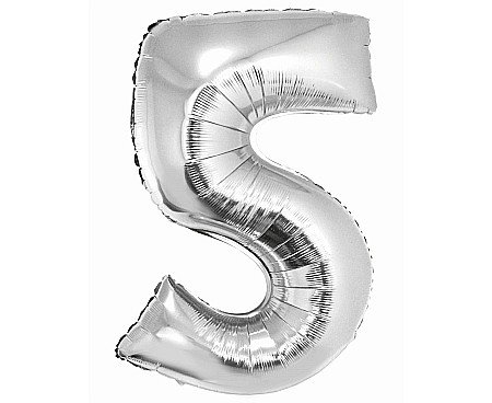 Baloane Folie Aluminiu - GOD BALON FOLIE ALUMINIU Smart, digit 5, 76cm, silver CH-SSR5
