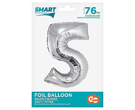 GOD BALON FOLIE ALUMINIU Smart, digit 5, 76cm, silver CH-SSR5 [1]